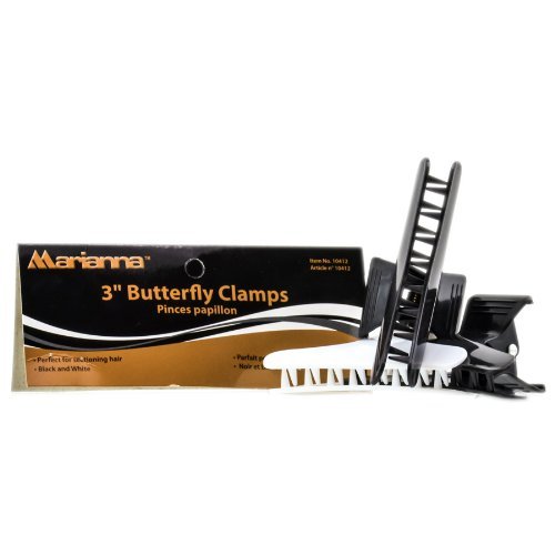 Marianna Black and White Butterfly Clamps - 3"