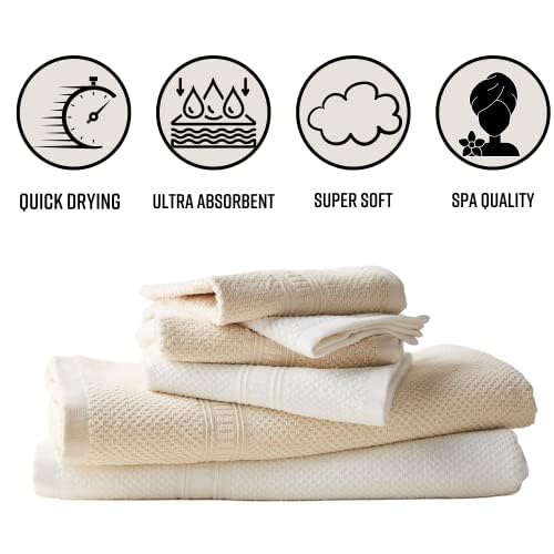 Anact Hemp Bathroom Hand Towels - 3pk. Organic, Eco-Friendly, Absorbent Spa Quality Bath Towel w/Organic Cotton & Hemp Fiber - White