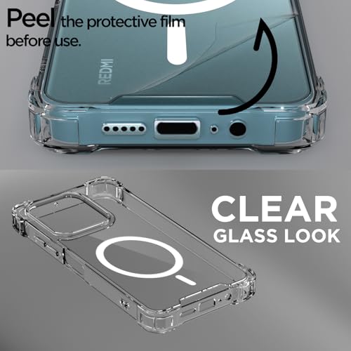 Image of Pikkme Back Cover for Redmi 15c 5G Mag-Safe Shockproof PC + TPU Protective Case Magnetic Support Bumper Case (Transparent Mag-Safe)
