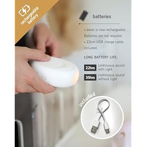 Sweet dreamers rechargeable ewan deluxe gray baby toddler white noise sound machine cry sensor nightlight 10 soothing sounds continuous or timer playback machine washable  urban country home decor