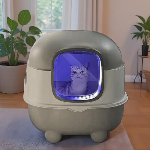 Arenero para gatos grande de diseño abierto con bandeja de mascotas 3