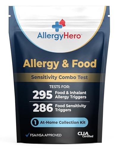 Allergy Hero Comprehensive Allergy & Food Sensitivity Combo Test Kit – 581 Food & Environmental Items Tested – for Adults & Kids – Easy & Pain-Free at-Home Collection with Accurate Results