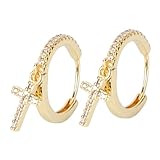 PACKOVE Elegante Juego de Pendientes con Forma de Cruz Dorada para Mujer Pendientes Colgantes a La Moda Joyería Decorativa para Ocasiones Especiales