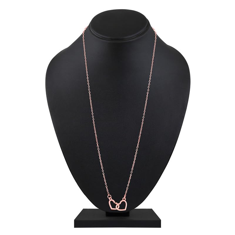 Image of Mahi Dual Heart Link Pendant Necklace for Women (PAPS1101897PR)