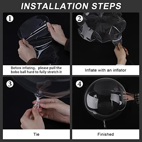 Hileyu 6 Pcs 18 Inch Bobo Balloons Clear Bubble Balloons Stuffing Balloons Round Balloons Fillable Balloons Kit Transparent Balloons Crystal Balloon for Photo Shoot Weeding Birthday Party Decorations