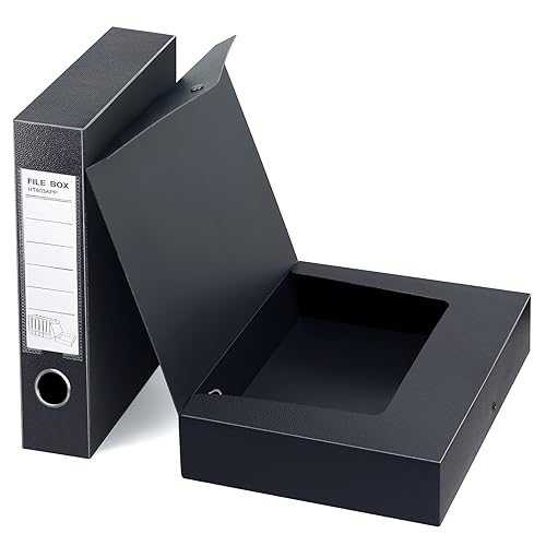 DONGLI 2 Stück A4 Archivbox,Archiv-Schachtel mit 65mm Breit Rücken,Dokumenten-Box A4 für Office,Schwarz