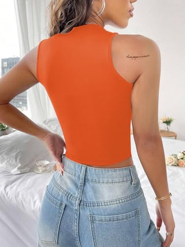 Image of LovelyWholesale Women Sexy Cut Out Crop Tank Tops Crew Neck Summer Sleeveless Top
