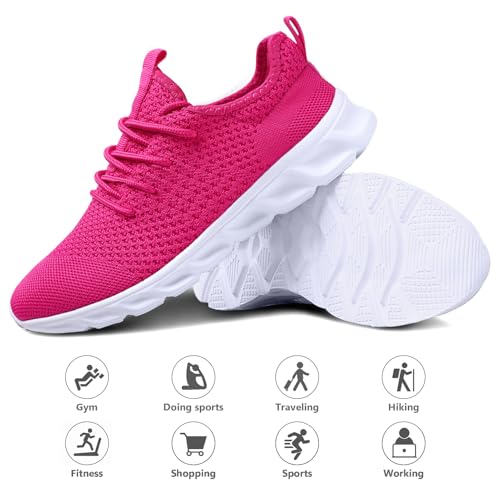 Image of Tvtaop Running Shoes Womens Sneakers Tennis Walking Workout Gym Shoes Lightweight Comfortable Trail Running,Hot Pink,Women's Size 9.5