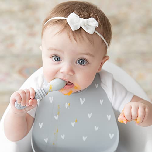 Bumkins Baby Bowl, Silicone Feeding Set with Suction for Baby and Toddler, Includes 4 Spoons and Lid, First Feeding Set, Training Essentials for Baby Led Weaning for Babies 4 Months Up, Marble by Bumkins - Image 3