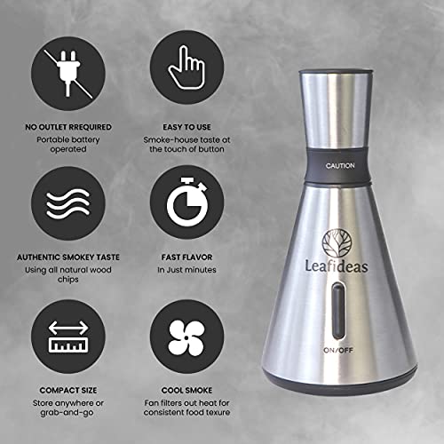 Leafideas Smoker Gun With Dome Lid And Wood Chips - Portable Infuser For Food And Cocktails - Perfect Smoker For Drinks Like Cocktail And Whiskey #TOP4