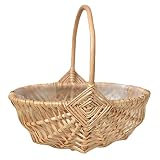 BESPORTBLE Rattan Blumenkorb Weidenkorb Geflochtener Korb mit Henkel Pflanzkorb Blumenmädchen Körbchen Obstkorb Blumentopf Streukorb Picknickkorb für Hochzeit Tischdeko Landhaus Shabby Chic Deko