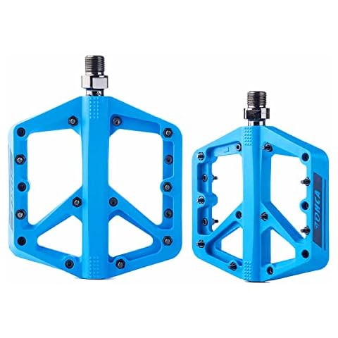 Lohca Mountain Bike Pedals Lightweight 3 Bearing MTB Pedals Non-Slip Flat Bicycle Pedals 9/16" for BMX Cycling Road Bike, Blue Cover