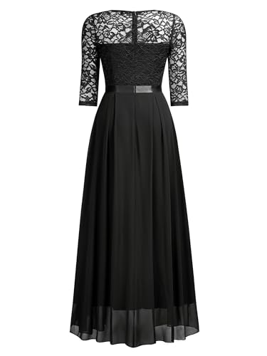 Miusol Women'S Elegant Floral Lace Retro 3/4 Sleeve Contrast Bridesmaid Maxi Dress thumb #6