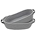 TENQUAN 2PCs Cesta Almacenamiento, Cesta Tejida de Cuerda de algodón 34×17×10cm con Asa de Cuero, Cesta de Almacenamiento para Armario Estante Decorativo Cocina Dormitorio Baño (Gris)
