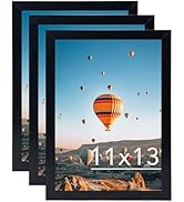 JCJMY 11x13 Black Picture Frame Set of 3, Horizontal and Vertical Formats for Wall Hanging, 11 x ...