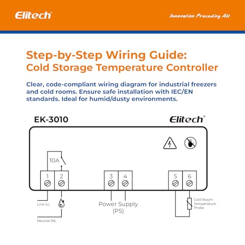 Elitech EK-3010 Digitaler Temperaturregler Thermostat mit Sensoralarm, Kühlung/Heizung Für Kühlraum, Gewächshaus, Brauerei