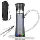 Portable Hookah Set Cup LED Light Car Travel Shisha Hookah with Everything (Black)