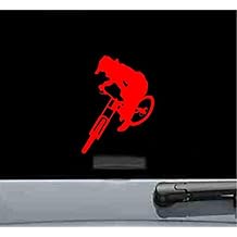 JS Artworks Mountain Biker Bike Vinyl Decal Sticker RED
