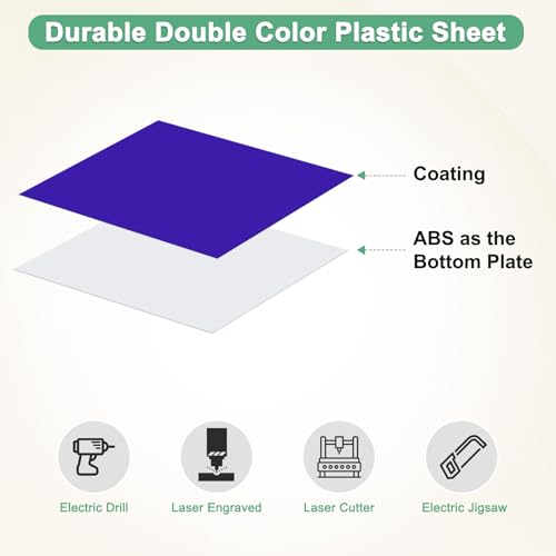 Image of M METERXITY 6-Pack Engraving Blank Materials Double Color 7x11 Inch, 1.3mm Thick ABS Plastic Sheet Yard Signs Name Plate for Door /Office /Home /Conference /Hotel /DIY Carving[Purple /White]