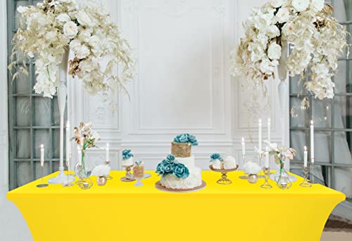 Utopia Kitchen Spandex Tablecloth 2 Pack [6Ft, Yellow] Tight, Fitted, Washable And Wrinkle Resistant Stretch Rectangular Patio Table Cover For Event, Wedding, Banquet & Parties [72Lx30Wx30H Inch] #TOP7