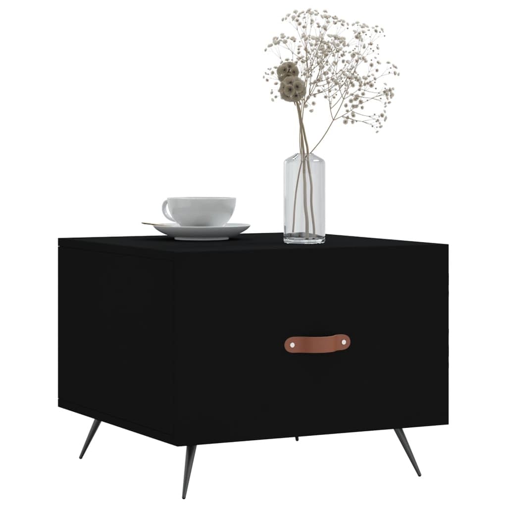 Homgoday Tavolino da caffè nero 50 x 50 x 40 cm, in legno ingegnerizzato, tavolino da tè per soggiorno, sala di accoglienza degli ospiti, camera da letto e ufficio, mobili 205