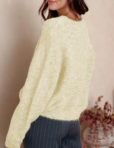 Image of Ynhonra Womens Cardigan Sweater Front Button Loose Y2k Long Sleeve Crewneck | Lightweight Knit Ribbed Hem