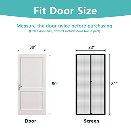 Hador Magnetic Screen Door Fit Door Size 30" X 80" & Window Screen Replacement 59 X 106 Inch #TOP1