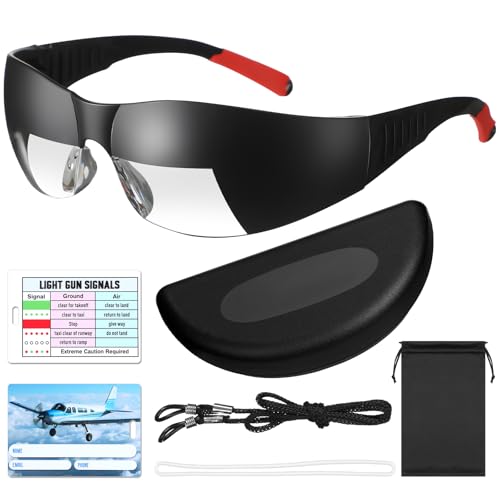 Saysurey Flight Training Glasses Flight Goggles IFR Training Aviation Glasses Black View Limiting Goggles Device with Luggage Tag Box and Storage Bag