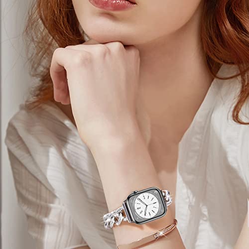 Image of VISOOM Bracelet Compatible With Apple Watch 46mm /45mm /44mm /42mm Series 11 10 9 8 7 SE Series 6 5 4 Bands Women Metal Iwatch Wrap Jewerly Ape Watch Strap Slim Bands For Apple Watch 3 2 1