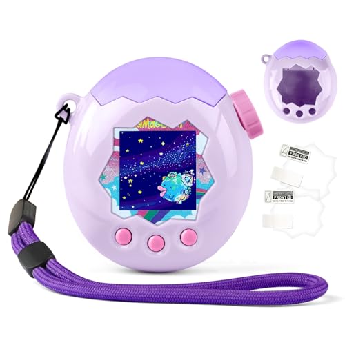 Case for Tamagotchi Paradise Electronic Pet - 2Pcs Screen Protector PC Protective Shockproof Cover with Lanyard for Tamagotchi Paradise Sleeve Toy (Light Purple)