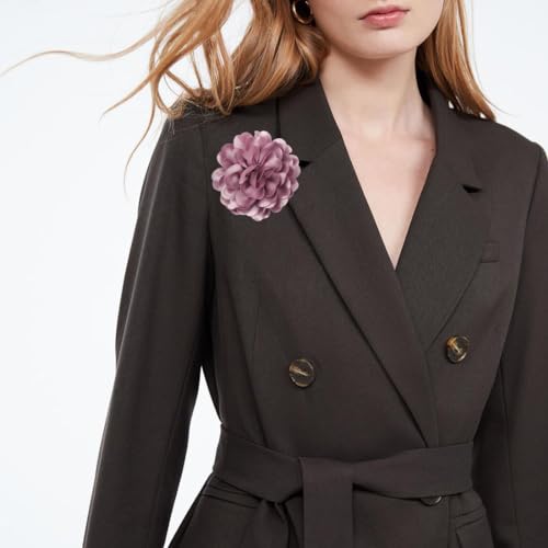 Image of Dainty Fabric Rose & Camellia Flower Oversized Brooch Pins & Hair Clip - Large Lapel Pin, 4.3in /7.5in