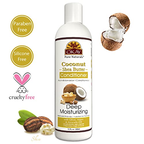 Okay | Coconut & Shea Butter Conditioner | For All Hair Types & Textures | Fortify - Strengthen - Revitalize | With Olive, Argan & Avocado Oil | Free Of Paraben, Silicone, Sulfate | 12. Oz #TOP2