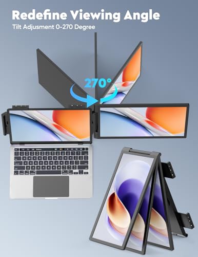 Image of HONGO 14'' Laptop Screen Extender, FHD 1080P IPS Dual Display Portable Monitor for 14-16'' Laptops, USB-C /HDMI, Plug and Play for Windows, Mac, Android, Switch and PS5
