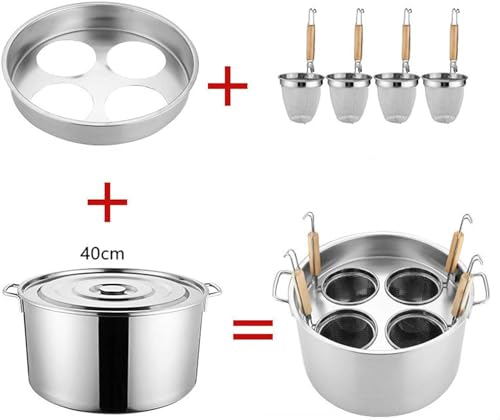 Pentola Multifunzionale per zuppa con colino, pentole con divisore e colino, Set di pentole, pentole con coperchi, Set di Inserti per cuocipasta a 3/4/5 Fori, per Cucina Domestica, ristorant