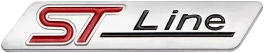 1pcs 3D Metal STLine ST Line Logo Rear Car Emblem Badge Chrome Sticker Compatible With FIESTA FOCUS MONDEO MK3 MK4 Auto Car(Matt silver)