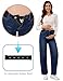 fitglam Maternity Barrel Jeans Mid-Rise Wide Leg Fit Denim Pants with an Adjustable Rubber Band(Vintage, Large)