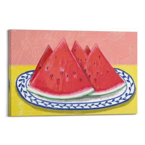 Pastel Crayon Poster Dessiné Pastèque Plateau Art Mural Toile 20x30