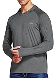Willit Men's Sun Shirts UPF 50+ Rash Guard Long Sleeve Sun Protection Hoodie SPF UV Fishing Lightweight Athletic Running Heather Deep Gray XXL