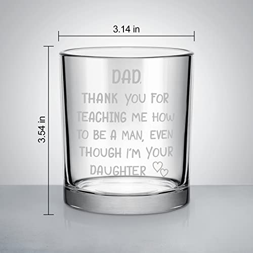 Modwnfy Funny Dad Gift From Daughter, Dad Whiskey Glass, Father Thanks Old Fashioned Glass, Father’s Day, Christmas, Birthday, Thanksgiving Day Gift From Daughter, 10 Oz #TOP5