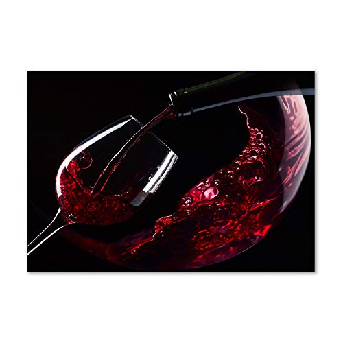 Fond de hotte rouge en verre trempé 100x70 cm motif vin pour cuisine