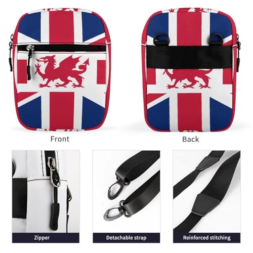 Union Flag (including Wales) Women's Cute Small Mini Crossbody Bag Top Zip Sling Square Shoulder Bags3