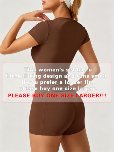Women's Two Piece Workout Sets with Pockets,T-shirt Outfits Butt Shorts — view 2