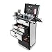 4T Code Abschließbarer Make-up Zug Etuis Wagen Kosmetikkoffer Trolley Friseurwagen Rutschen Schubladen Salon Barbier Kosmetik Rollen Veranstalter Box Künstler Gepäck Reise mit 4 Räder,Weiß