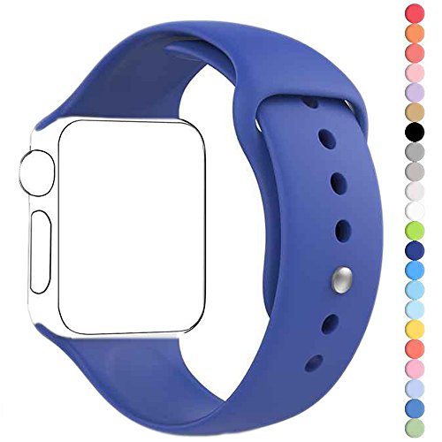 Apple Watch Band, HuanlongTM New Soft Silicone Sport Style Replacement Iwatch Strap for Apple Wrist Watch (Royal Blue 42mm M/L)