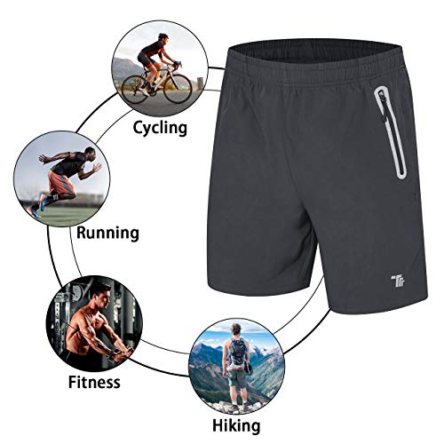 Bermuda masculina bgowatu para corrida de 17,78 cm, shorts esportivos de secagem rápida, Dark Grey,