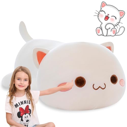 VEghee Gato Peluche Almohada, Gato Muñeco Relleno, Gato abrazar, Gato Suave Relleno Juguete, Gato Figuras Plush, Gato Cumpleaños Regalo para niños y coleccionistas, Jugar y Decorar.