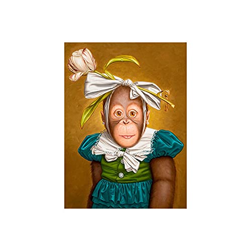 Image sur toile dessin animé orang-outan dame imprime mur art peintures affiche salon cuisine décor à la maison 15,7 "x 23,6" (40x60 cm) sans cadre Cover