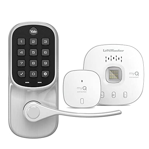Liftmaster Myq Key Free Smart Lock With Touchscreen Keypad Lever, In Satin Nickel With Myq Smart Garage Control (Lmlevpack-Sn 821Lmc) #TOP1