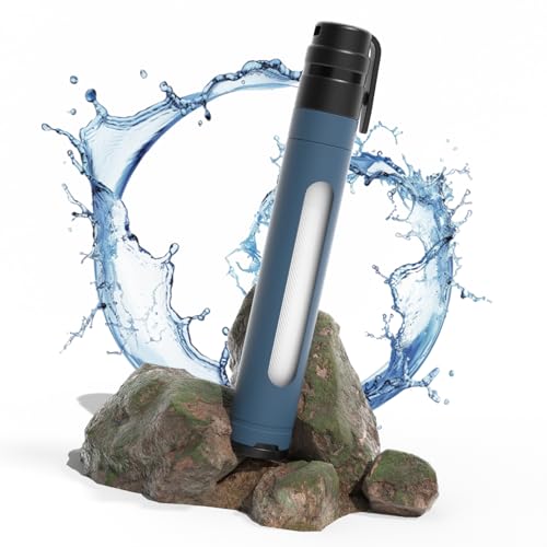 Joypur Filtro de agua para exteriores con ventana - Paja filtrante de supervivencia Filtro de agua personal con capacidad de filtro de 3000 L Filtro de agua potable para emergencias, etc. (Azul * 1)
