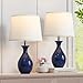 PARTPHONER Table Lamp Set of 2, Modern Ceramic Bedside Lamps for Night Stands, Classic Small Lamp Nightstand Lamp for Bedroom Living Room Desk End Table Rocker Navy Blue
